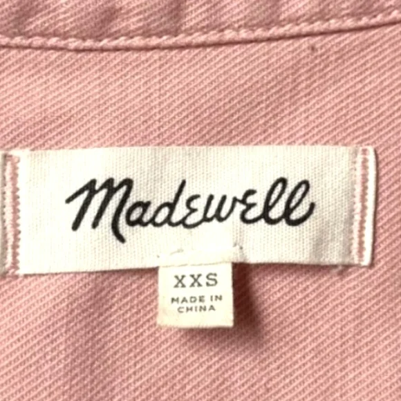 Madewell Northward Cropped Denim Jacket Blush Button Front & Cuffs Cotton Sz XXS - Picture 12 of 15